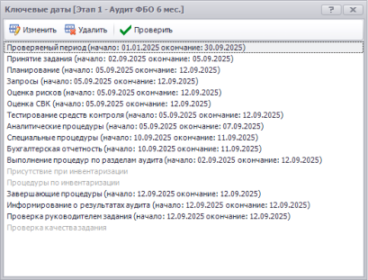 Ключевые даты на уровне этапа