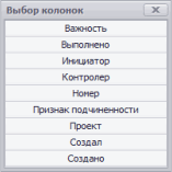 Пример формы Выбор колонок