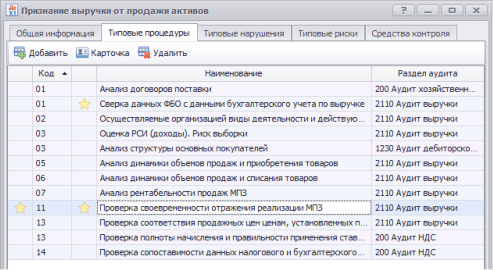 Карточка операции. Процедуры по операции